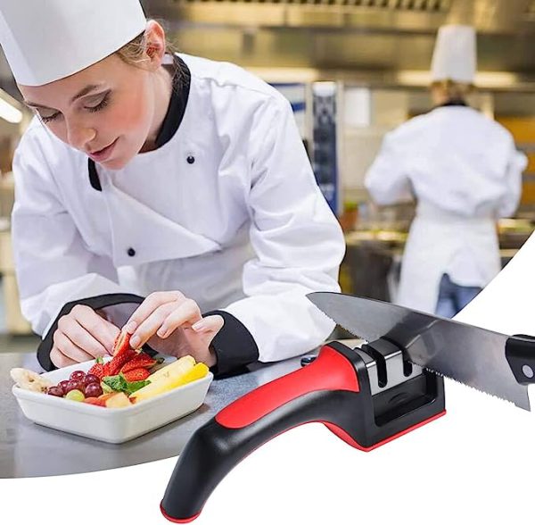 3-in-1 Knife Sharpener With Fruit And Meat Knife Peeler | 3-Stage Diamond Coated Knife Sharpener