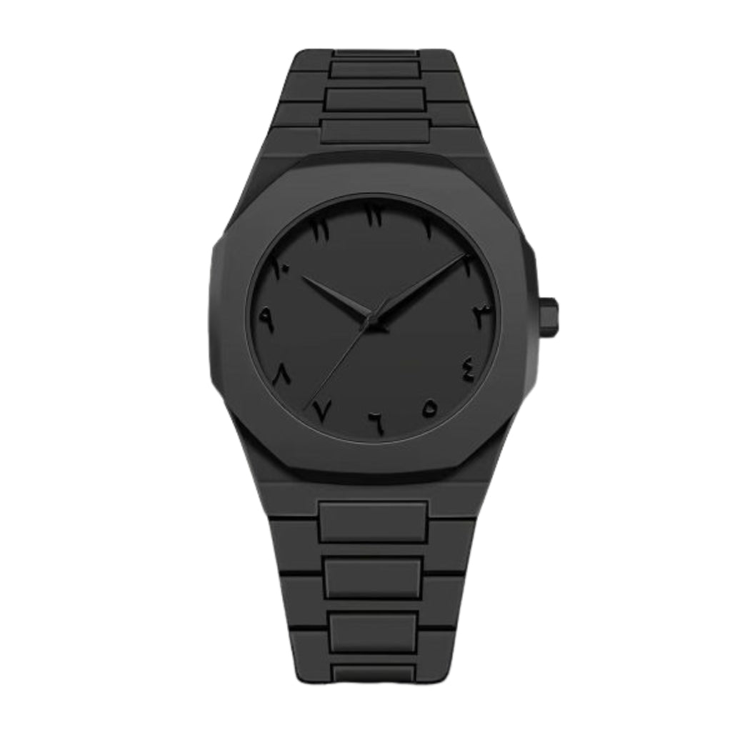 Black Arabic Aura Quartz Watch – Premium Quality & Finish – Best Quality Analog Watch For Boys