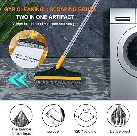 2 In 1 Floor Cleaning Brush Bathroom Tile Windows Floor Cleaning Brush With 120° Rotatable Head – Multipurpose Bathroom Floor Cleaning Brush