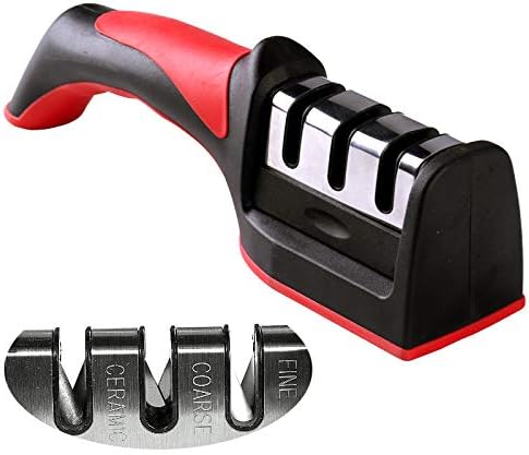 3-in-1 Knife Sharpener With Fruit And Meat Knife Peeler | 3-Stage Diamond Coated Knife Sharpener