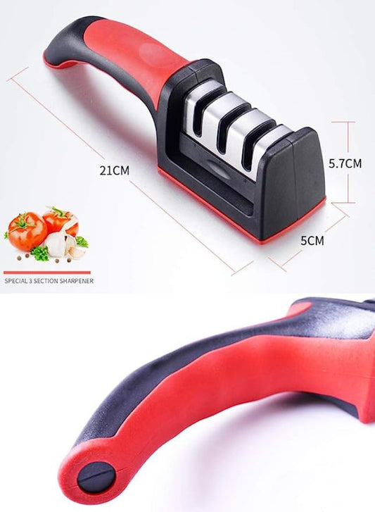 3-in-1 Knife Sharpener With Fruit And Meat Knife Peeler | 3-Stage Diamond Coated Knife Sharpener