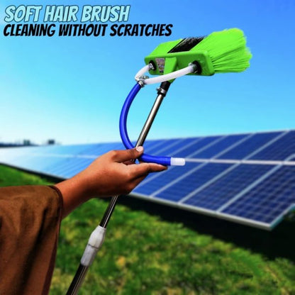 6ft Extendable  Steel Solar Panel Cleaning Brush With Water Flow System Long Reach Rod, Soft Bristle Head For Streak-free, Efficient Solar Panel Maintenance
