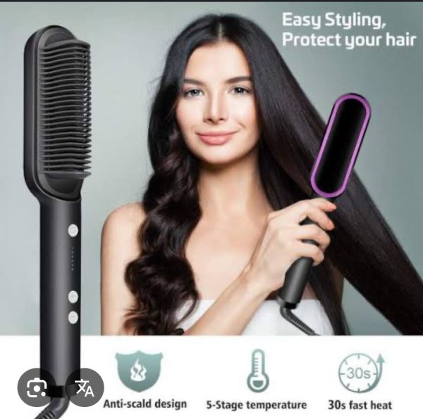 Hair Straightener Iron Brush Straight Hair Comb 2-in-1 Hair Straightener Curling Professional Styling Brush Hair Curler & Straightener For Women