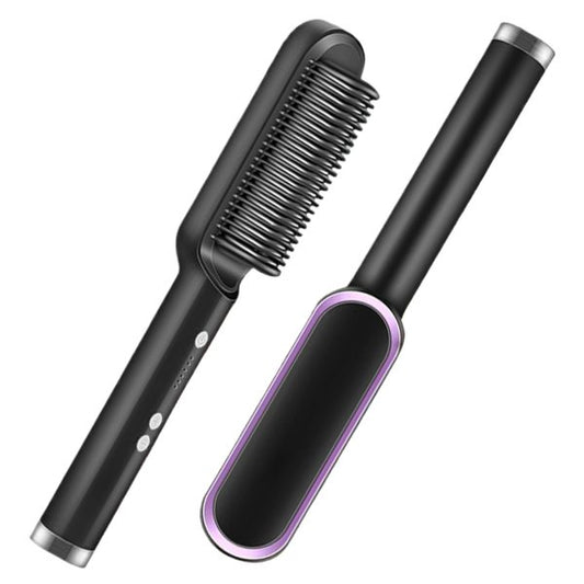 Hair Straightener Iron Brush Straight Hair Comb 2-in-1 Hair Straightener Curling Professional Styling Brush Hair Curler & Straightener For Women